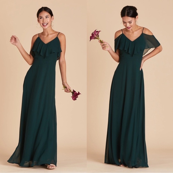 Birdy Grey • Jane Convertible Chiffon Dress bridesmaid formal Emerald green gown - Picture 5 of 15